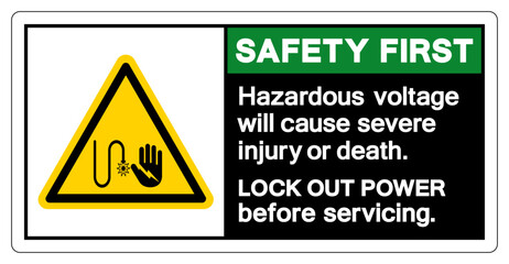 Naklejka premium Safety First Hazardous voltage will cause severe injury or death Symbol Sign, Vector Illustration, Isolate On White Background Label .EPS10