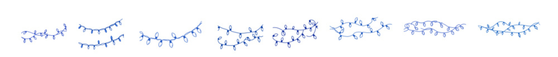 Christmas garland sketch with various bulb designs in blue color  