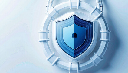 3D Shield Icon with Digital Circuitry Design