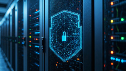 Data Center Server Racks with Digital Security Shield