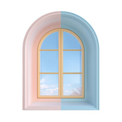 Fototapeta premium Arched window with dual-toned frame