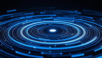 Abstract Blue Circular Patterns with Glowing Center