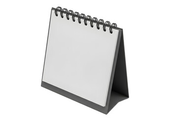 Blank notepad on black stand isolated on transparent background