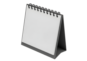 Blank notepad on black stand isolated on transparent background