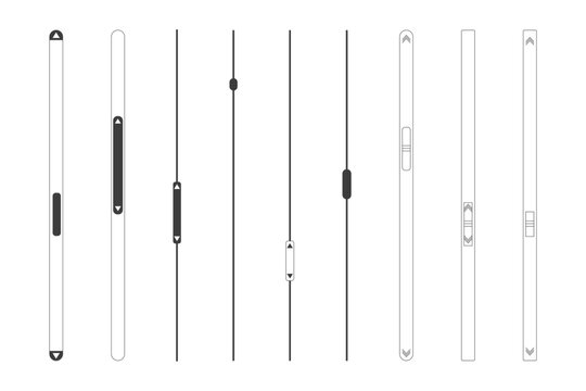 Slide scroll bar set slider. UI control web elements. Scrollbar control panel for power, volume, brightness, Design elements for your website. simple modern graphic element for ui, infographic, icon