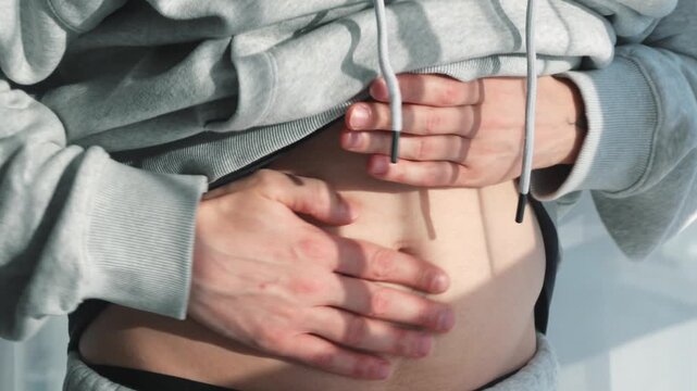 E. coli in the human body.
Bloating and flatulence in a man.
A man was poisoned by spoiled food and is suffering from abdominal pain.