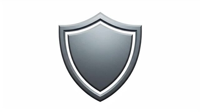Modern gray shield icon with sleek metallic design