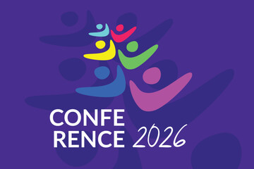 Dynamic Community Logo for 2026 Global Summit, Abstract People Icons in Upward Motion