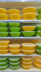 pile of plastic bowls in a shop