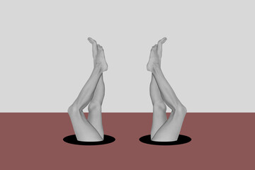 Collage with a female legs