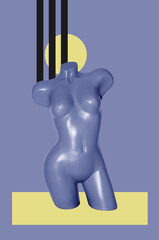 Collage art with a female a mannequin	