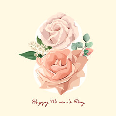 A greeting card from March 8th. International Women's Day. Vector illustration.
