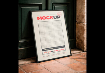 Frame Poster Mockup on the Floor Colonial Scene