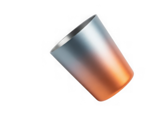 Gradient metal cup isolated on transparent background