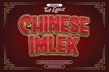 Chinesem imlek editable text effect with gold texture
