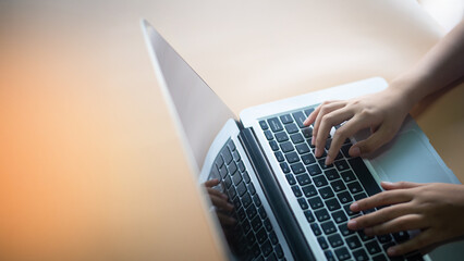 Using laptops and smartphones, shopping online, online transactions, copyspace, online banners.