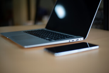 Using laptops and smartphones, shopping online, online transactions, copyspace, online banners.