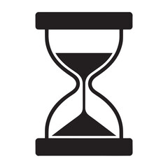 Hourglass Silhouette Icon with Sand Flow Symbolizing Time and Countdown in Black Vector