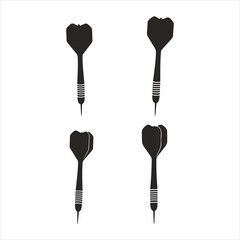 Four black darts displayed on a white background simple and minimalistic design