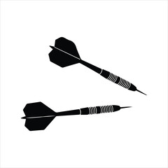 Two black darts isolated on a white background sharp points visible