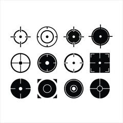 Collection of black and white crosshair designs for aiming and target practice