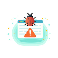 Software bug warning illustration. System error and application problem alert concept. Website bug detection notification.