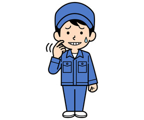 動揺するシンプルな作業員の男性