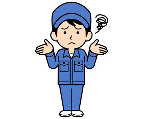 困惑するシンプルな作業員の男性