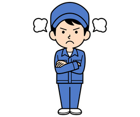 怒っているシンプルな作業員の男性