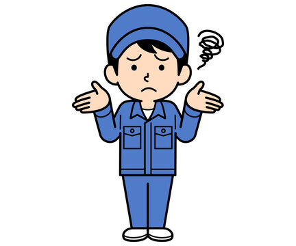 困惑するシンプルな作業員の男性