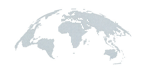 Fototapeta premium World map earth globe with dot pattern, 3D global icon, halftone pixel texture, isolated worldwide political and business concept.