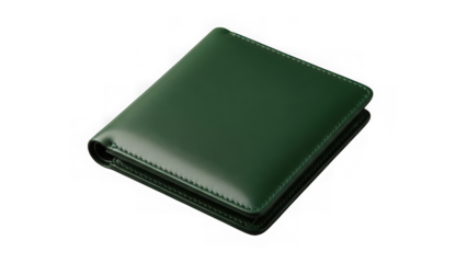 Green leather wallet isolated on transparent background