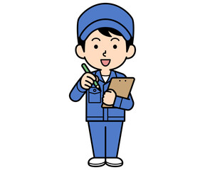 メモするシンプルな作業員の男性