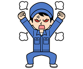 激怒するシンプルな作業員の男性