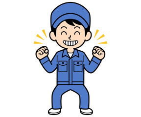 ニコニコ元気なシンプルな作業員の男性