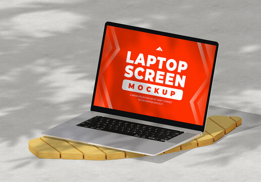 Laptop Screen Mockup with Blurred Lights