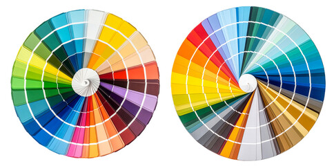 top view of color palette disk sheets isolated on white