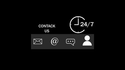 24/7 Contact us or Customer support hotline people connect. Businessman using a laptop and touching on virtual screen contact icons ( email, address, live chat, man)