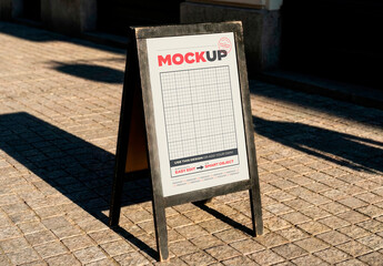 Sandwich Sidewalk Sign on Street Mockup
