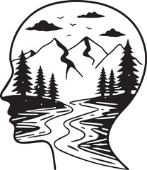 Vector illustration of a festive Christmas tree in a snowy winter landscape featuring a star decoration and holiday gift for a New Year celebration card design