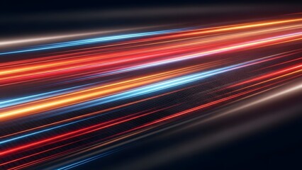 Vibrant neon light trails on dark background