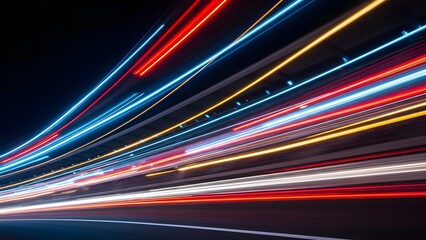 Vibrant colorful light trails on a dark background
