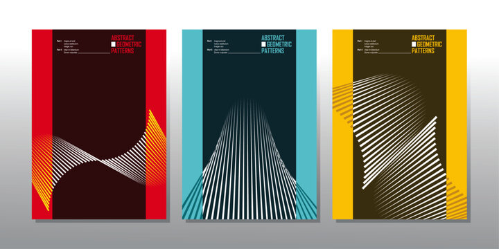 Abstract minimalist line pattern set with blue, red, and green moir&eacute; effect and optical distortion.