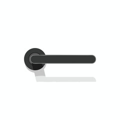 Modern Black Door Handle on White Background