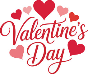 Valentine's Day Vector Illustration with Hearts and Calligraphy Text
