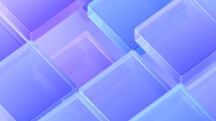 Abstract background design, composition with glass cubes, 3d render