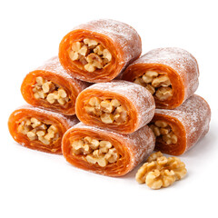 Gotgamssam persimmon walnut roll, minimal style, white background