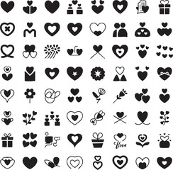 Large Set of Heart Icons and Love Symbols for Valentine&rsquo;s Day Design