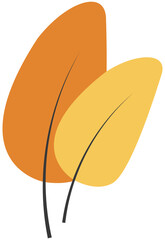 Two colorful leaves fall from tree in autumn season outdoors