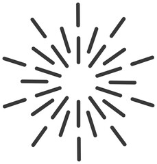 An illustration depicts a stylized explosion or burst of lines emanating from a central point.